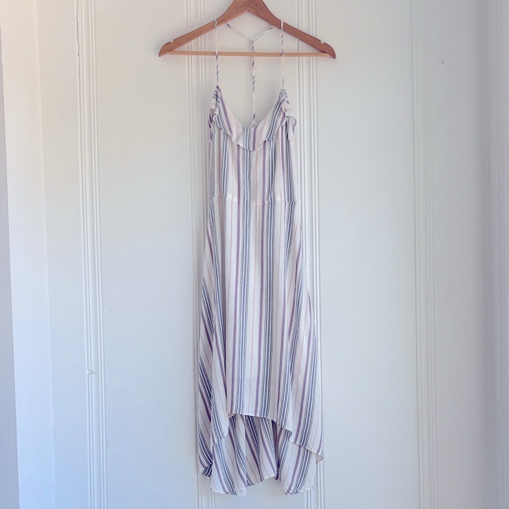 DRESS SALE! Devlin Summer High Low Striped Flounce Sun Dress